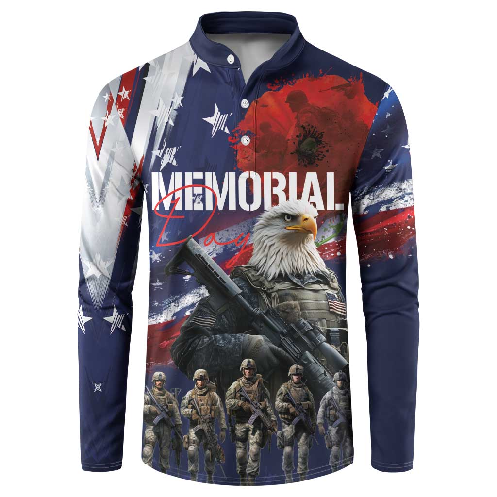 United States Memorial Day Button Sweatshirt Bald Eagle US Soldier-Honor and Remember The Fallen