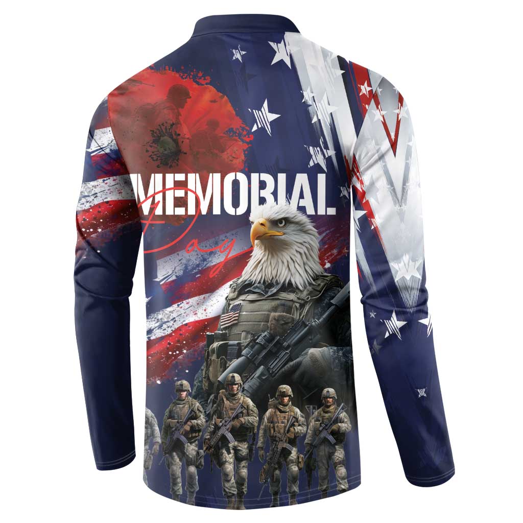 United States Memorial Day Button Sweatshirt Bald Eagle US Soldier-Honor and Remember The Fallen