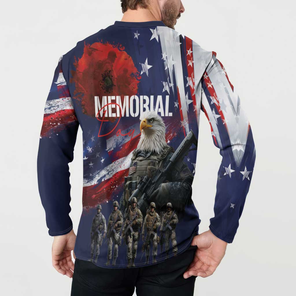 United States Memorial Day Button Sweatshirt Bald Eagle US Soldier-Honor and Remember The Fallen