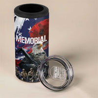 United States Memorial Day 4 in 1 Can Cooler Tumbler Bald Eagle and US Soldier-Honor and Remember The Fallen