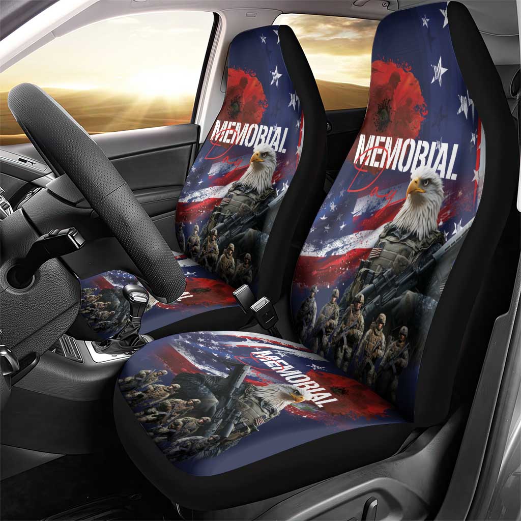 United States Memorial Day Car Seat Cover Bald Eagle US Soldier-Honor and Remember The Fallen