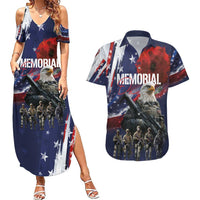 United States Memorial Day Couples Matching Summer Maxi Dress and Hawaiian Shirt Bald Eagle US Soldier-Honor and Remember The Fallen