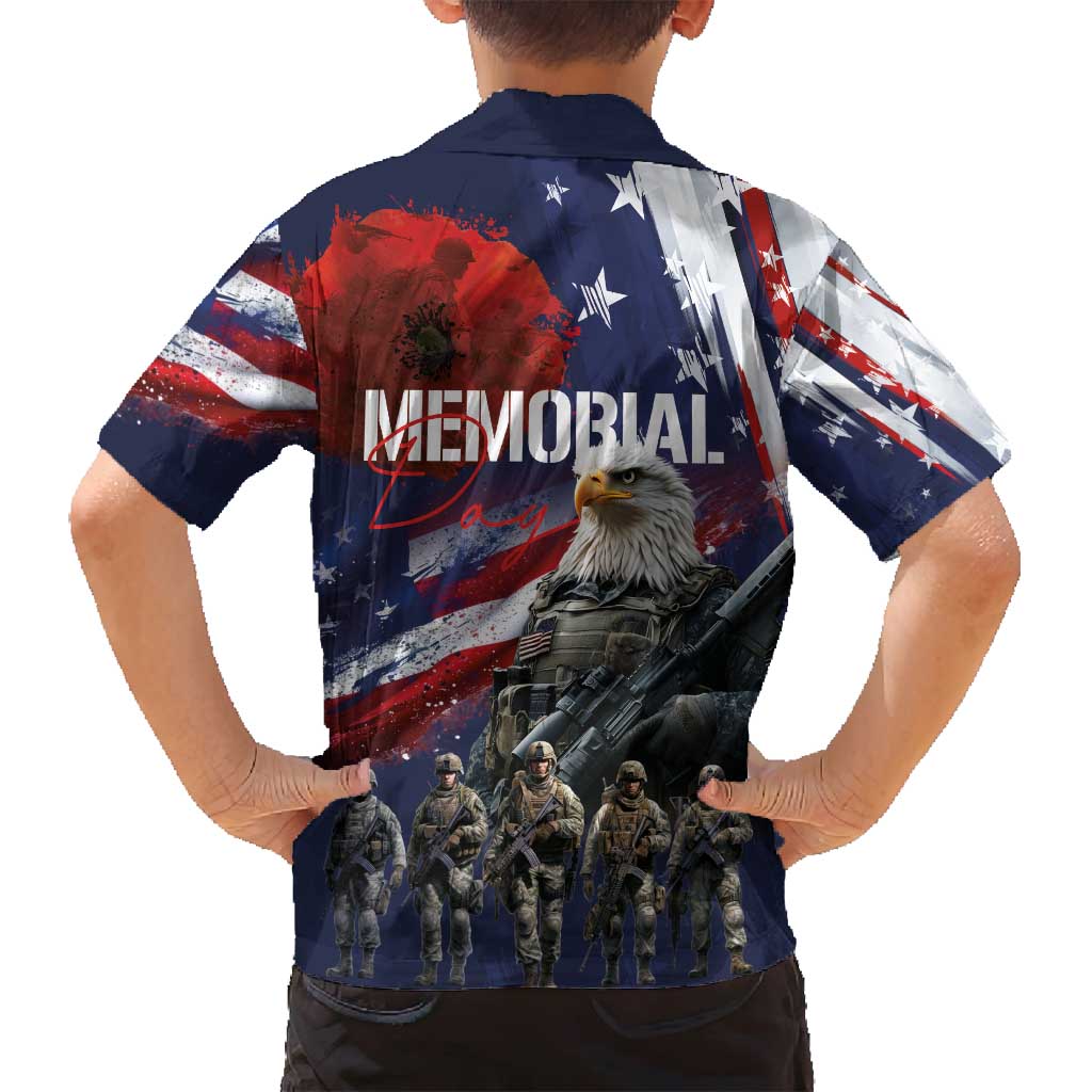 United States Memorial Day Family Matching Off Shoulder Maxi Dress and Hawaiian Shirt Bald Eagle US Soldier-Honor and Remember The Fallen