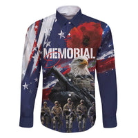 United States Memorial Day Family Matching Off Shoulder Maxi Dress and Hawaiian Shirt Bald Eagle US Soldier-Honor and Remember The Fallen