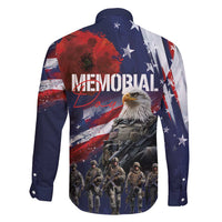 United States Memorial Day Family Matching Off Shoulder Maxi Dress and Hawaiian Shirt Bald Eagle US Soldier-Honor and Remember The Fallen
