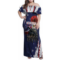 United States Memorial Day Family Matching Off Shoulder Maxi Dress and Hawaiian Shirt Bald Eagle US Soldier-Honor and Remember The Fallen
