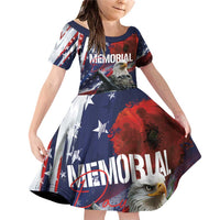 United States Memorial Day Family Matching Off Shoulder Short Dress and Hawaiian Shirt Bald Eagle US Soldier-Honor and Remember The Fallen