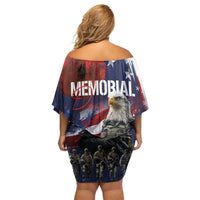 United States Memorial Day Family Matching Off Shoulder Short Dress and Hawaiian Shirt Bald Eagle US Soldier-Honor and Remember The Fallen