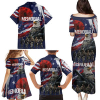 United States Memorial Day Family Matching Puletasi and Hawaiian Shirt Bald Eagle US Soldier-Honor and Remember The Fallen