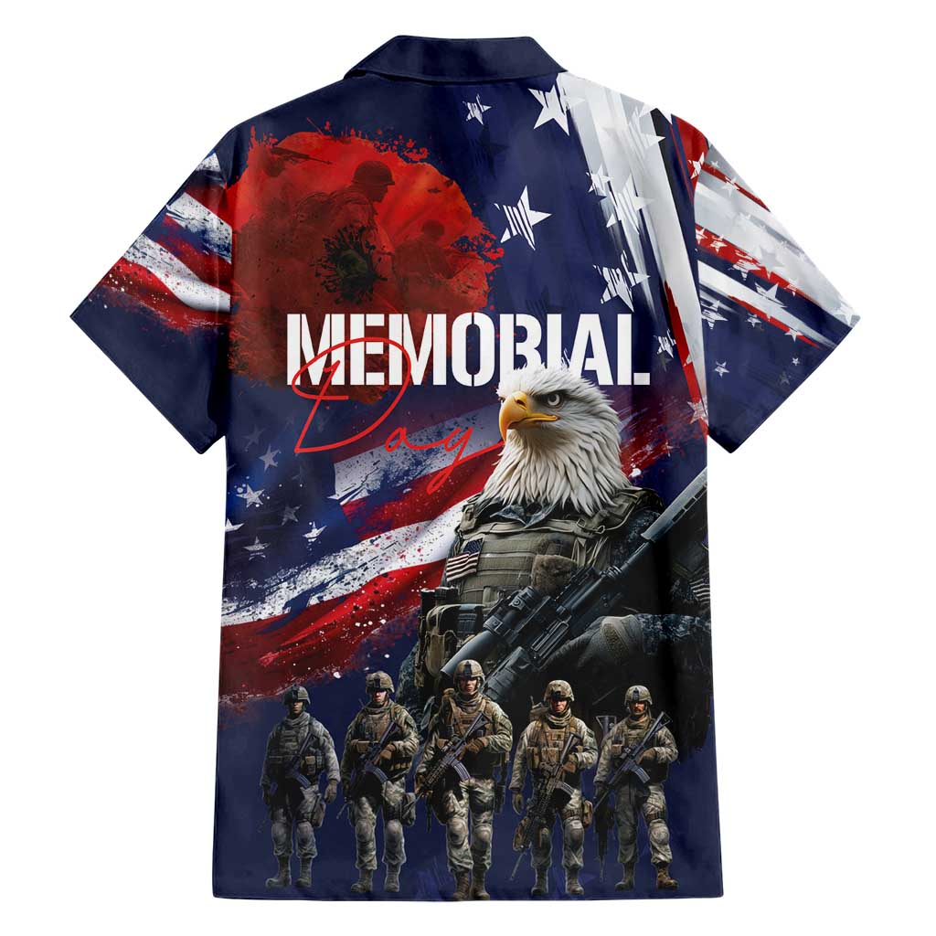 United States Memorial Day Family Matching Short Sleeve Bodycon Dress and Hawaiian Shirt Bald Eagle US Soldier-Honor and Remember The Fallen