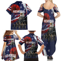 United States Memorial Day Family Matching Summer Maxi Dress and Hawaiian Shirt Bald Eagle US Soldier-Honor and Remember The Fallen