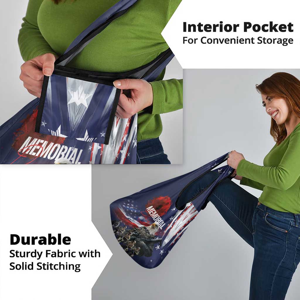 United States Memorial Day Grocery Bag Bald Eagle US Soldier-Honor and Remember The Fallen