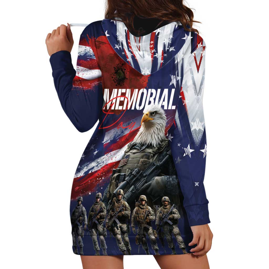 United States Memorial Day Hoodie Dress Bald Eagle US Soldier-Honor and Remember The Fallen