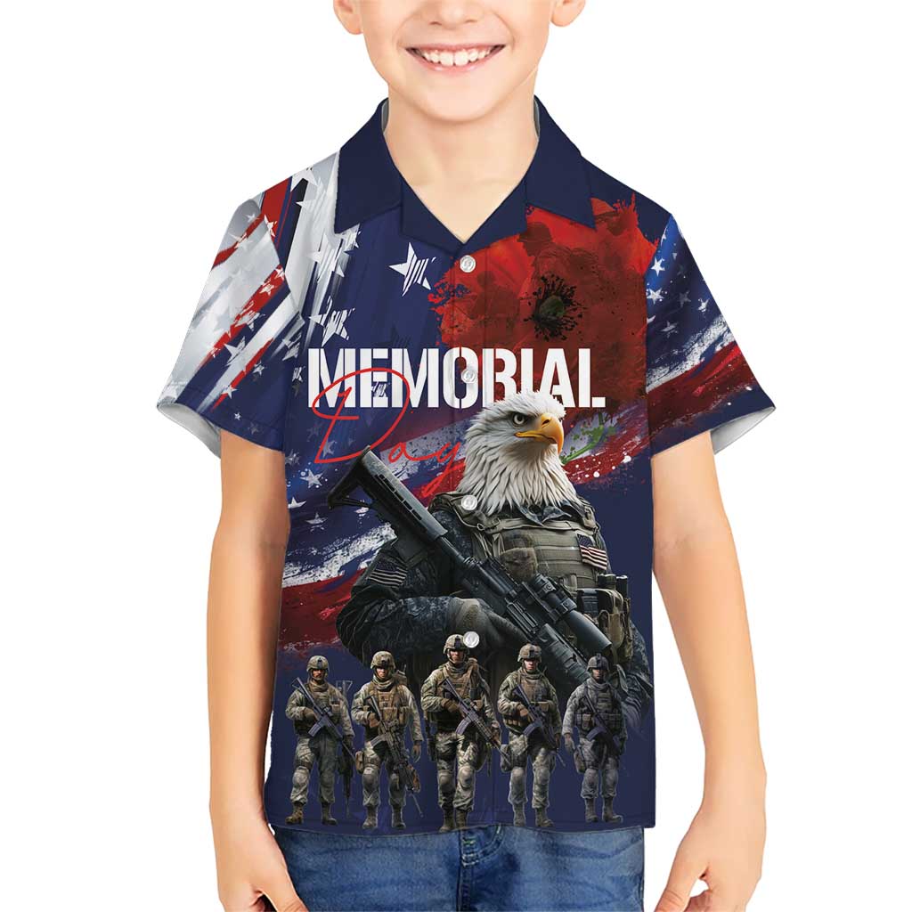 United States Memorial Day Kid Hawaiian Shirt Bald Eagle US Soldier-Honor and Remember The Fallen
