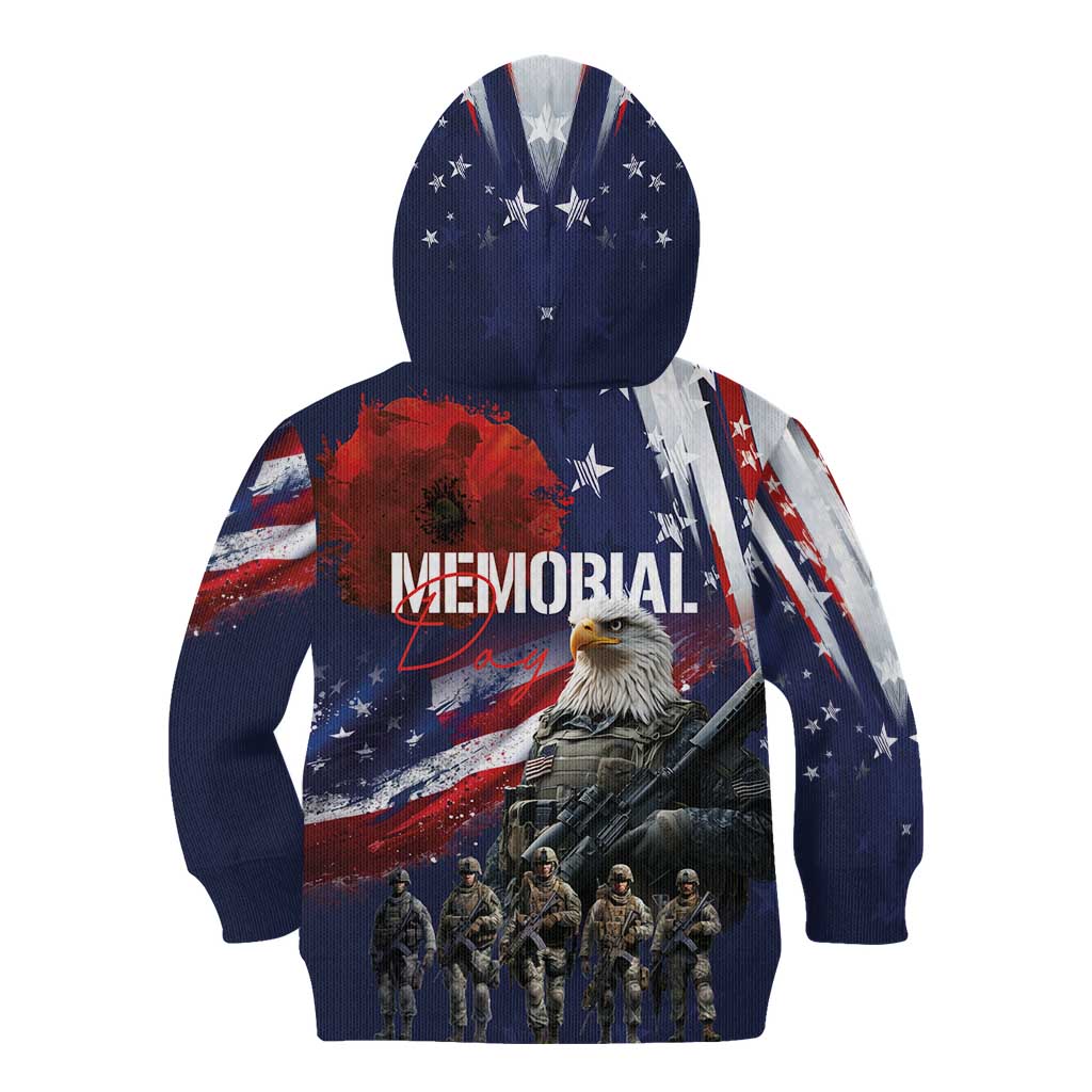United States Memorial Day Kid Hoodie Bald Eagle US Soldier-Honor and Remember The Fallen