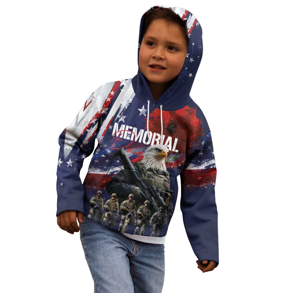 United States Memorial Day Kid Hoodie Bald Eagle US Soldier-Honor and Remember The Fallen