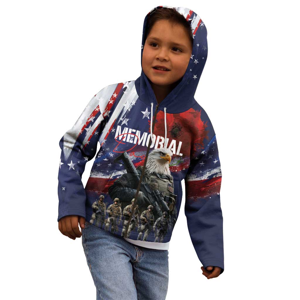 United States Memorial Day Kid Hoodie Bald Eagle US Soldier-Honor and Remember The Fallen