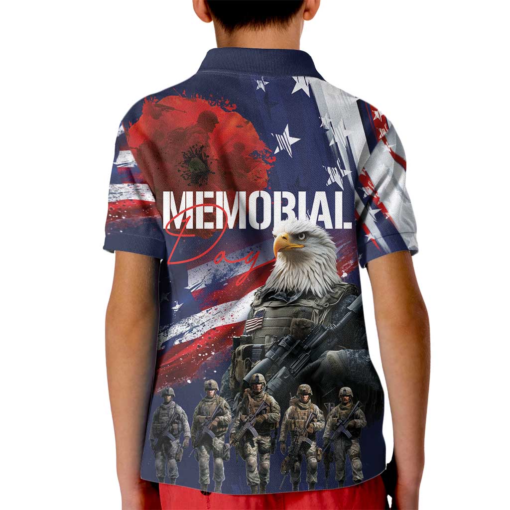 United States Memorial Day Kid Polo Shirt Bald Eagle US Soldier-Honor and Remember The Fallen