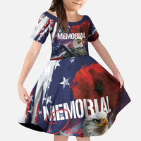 United States Memorial Day Kid Short Sleeve Dress Bald Eagle US Soldier-Honor and Remember The Fallen