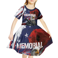 United States Memorial Day Kid Short Sleeve Dress Bald Eagle US Soldier-Honor and Remember The Fallen