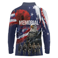 United States Memorial Day Long Sleeve Polo Shirt Bald Eagle US Soldier-Honor and Remember The Fallen