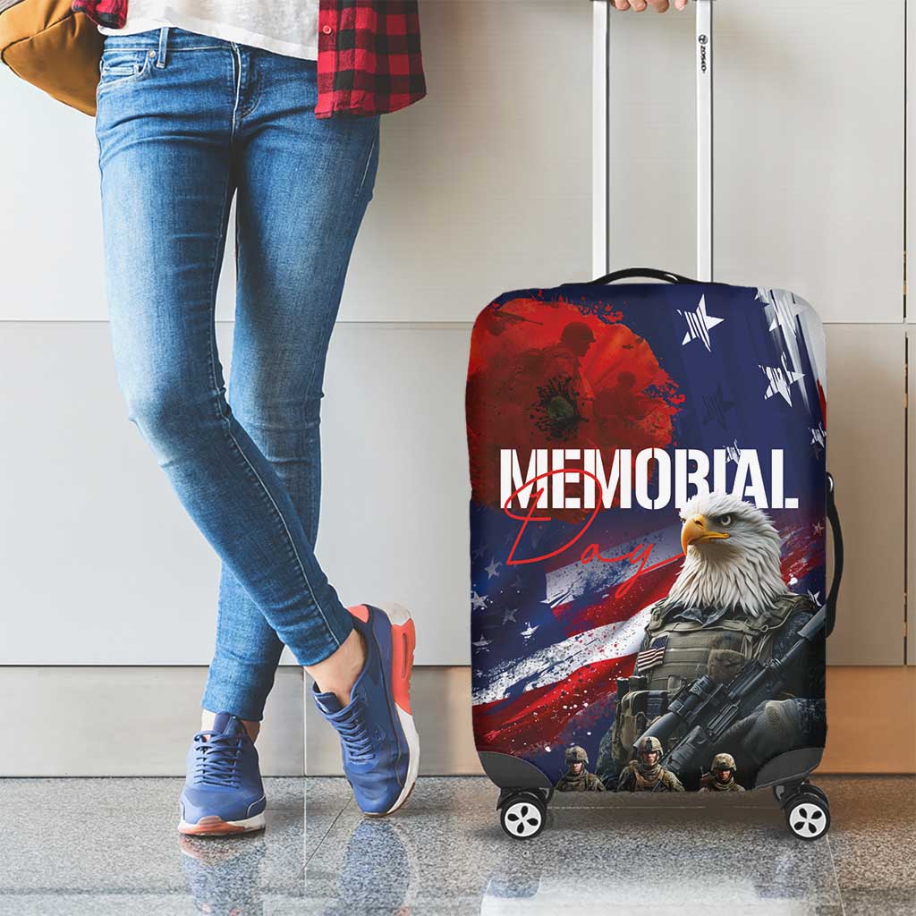 United States Memorial Day Luggage Cover Bald Eagle US Soldier-Honor and Remember The Fallen