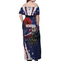 United States Memorial Day Off Shoulder Maxi Dress Bald Eagle US Soldier-Honor and Remember The Fallen