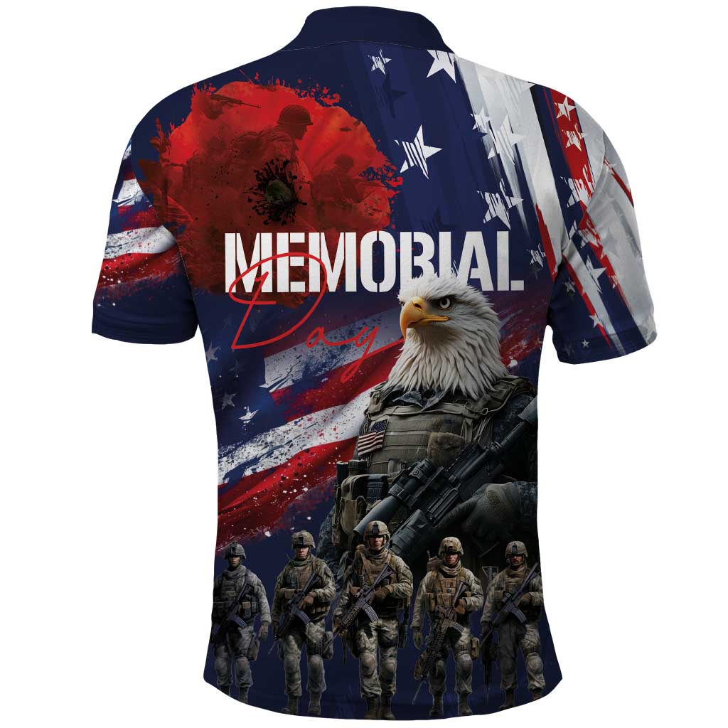 United States Memorial Day Polo Shirt Bald Eagle US Soldier-Honor and Remember The Fallen