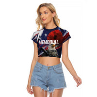 United States Memorial Day Raglan Cropped T Shirt Bald Eagle US Soldier-Honor and Remember The Fallen