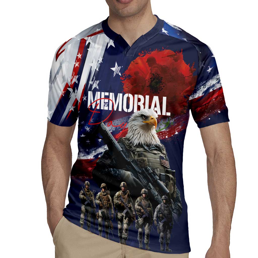 United States Memorial Day Rugby Jersey Bald Eagle US Soldier-Honor and Remember The Fallen