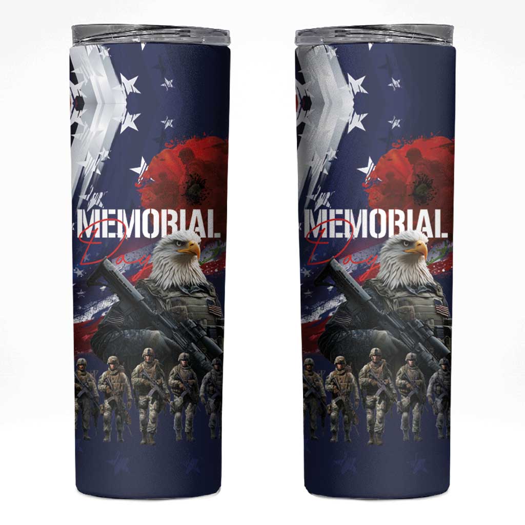 United States Memorial Day Skinny Tumbler Bald Eagle and US Soldier-Honor and Remember The Fallen
