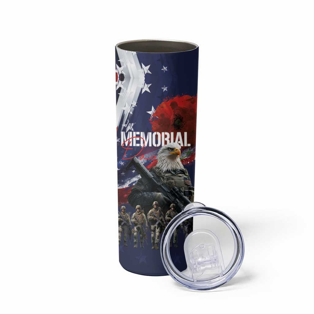 United States Memorial Day Skinny Tumbler Bald Eagle and US Soldier-Honor and Remember The Fallen