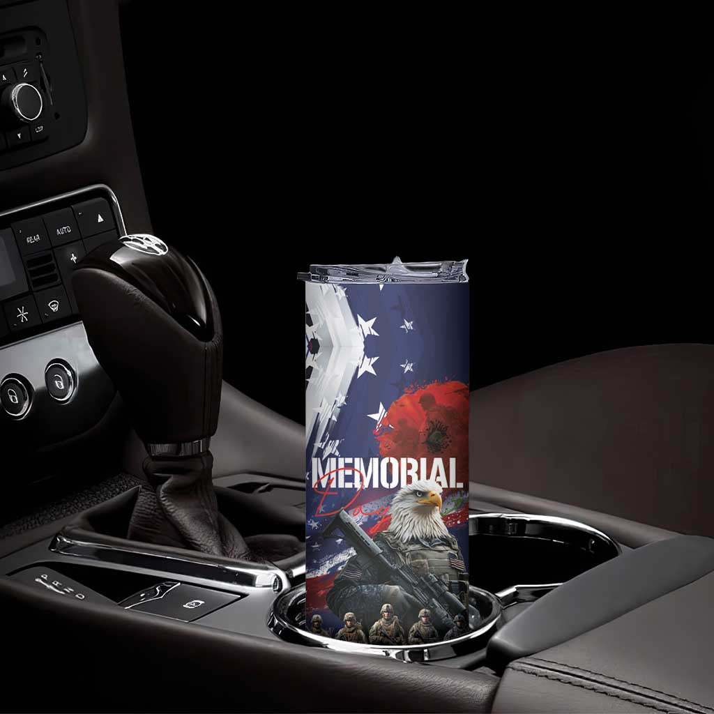 United States Memorial Day Skinny Tumbler Bald Eagle and US Soldier-Honor and Remember The Fallen