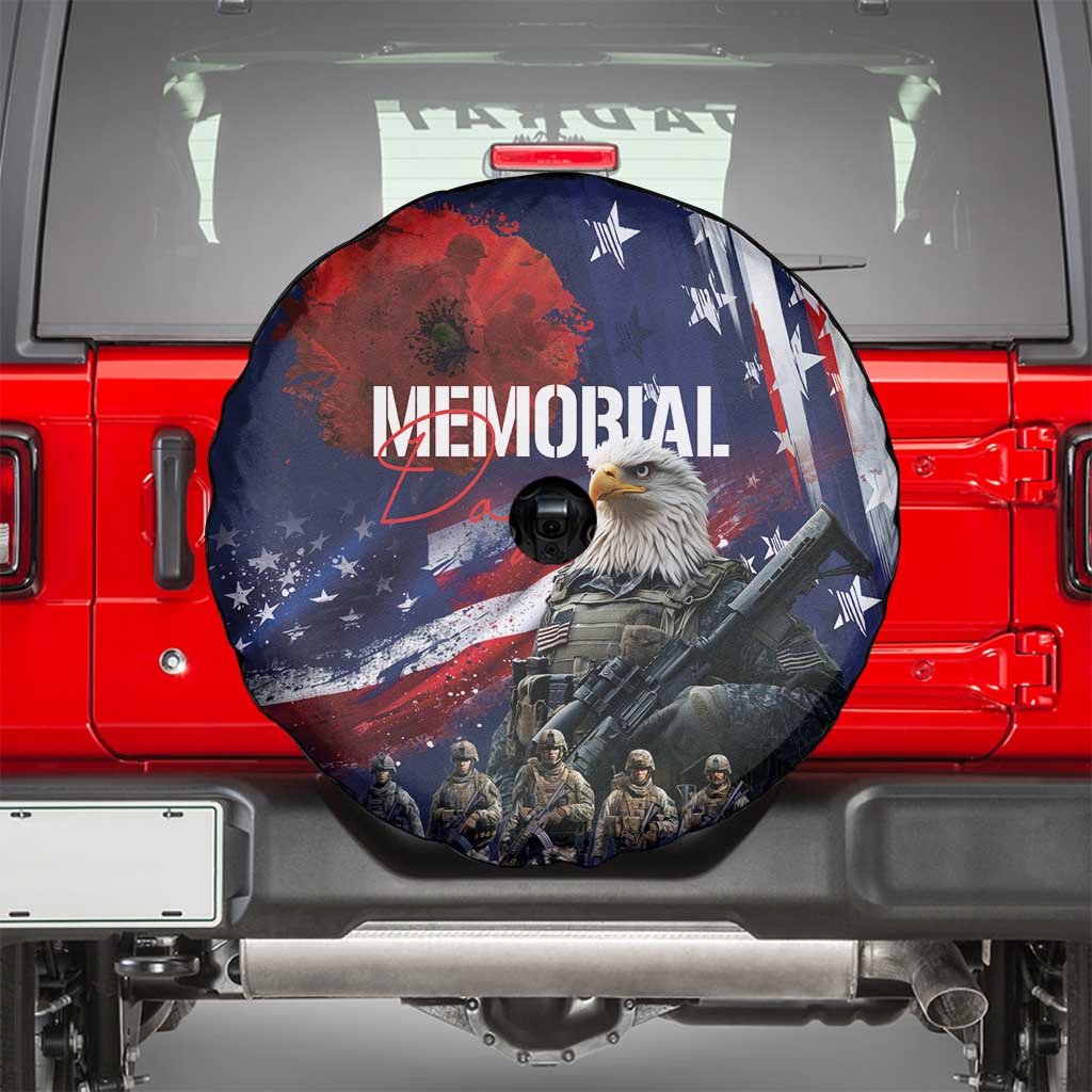 United States Memorial Day Spare Tire Cover Bald Eagle US Soldier-Honor and Remember The Fallen