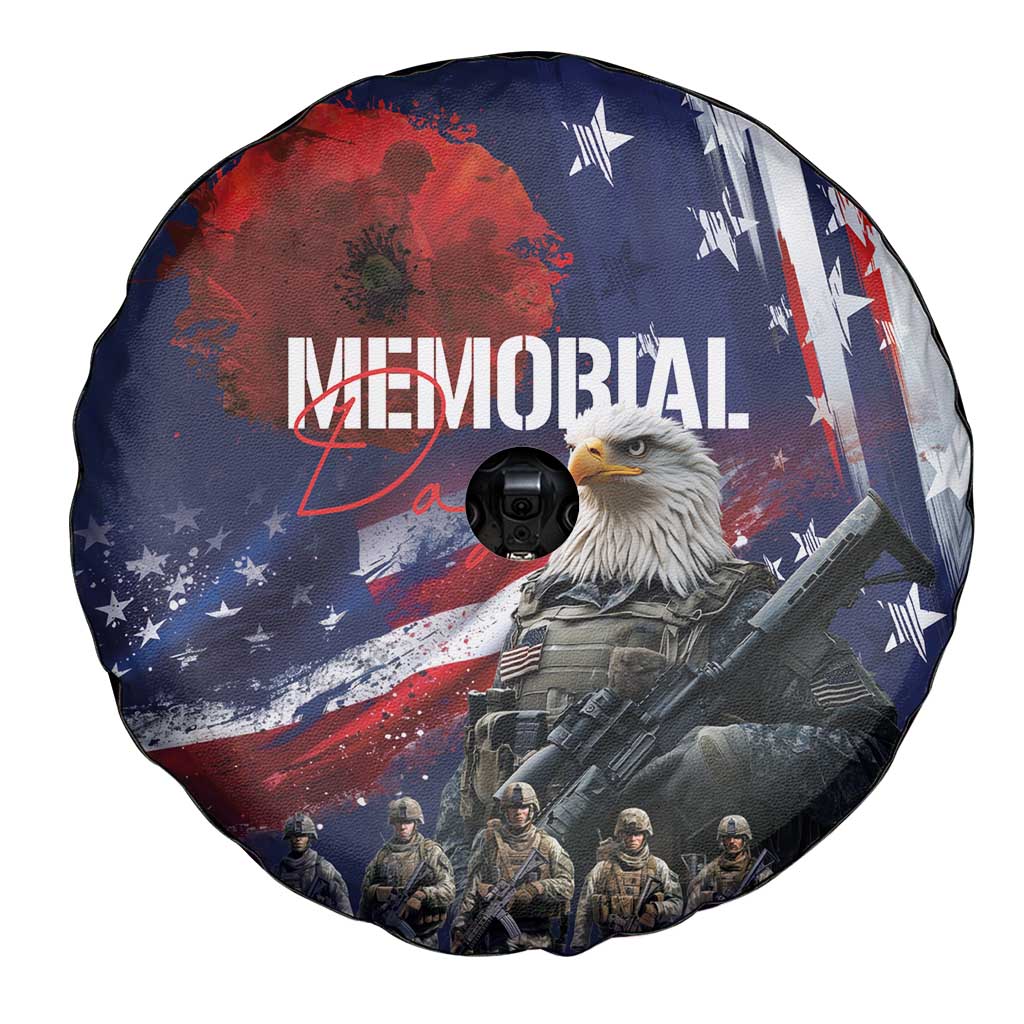 United States Memorial Day Spare Tire Cover Bald Eagle US Soldier-Honor and Remember The Fallen