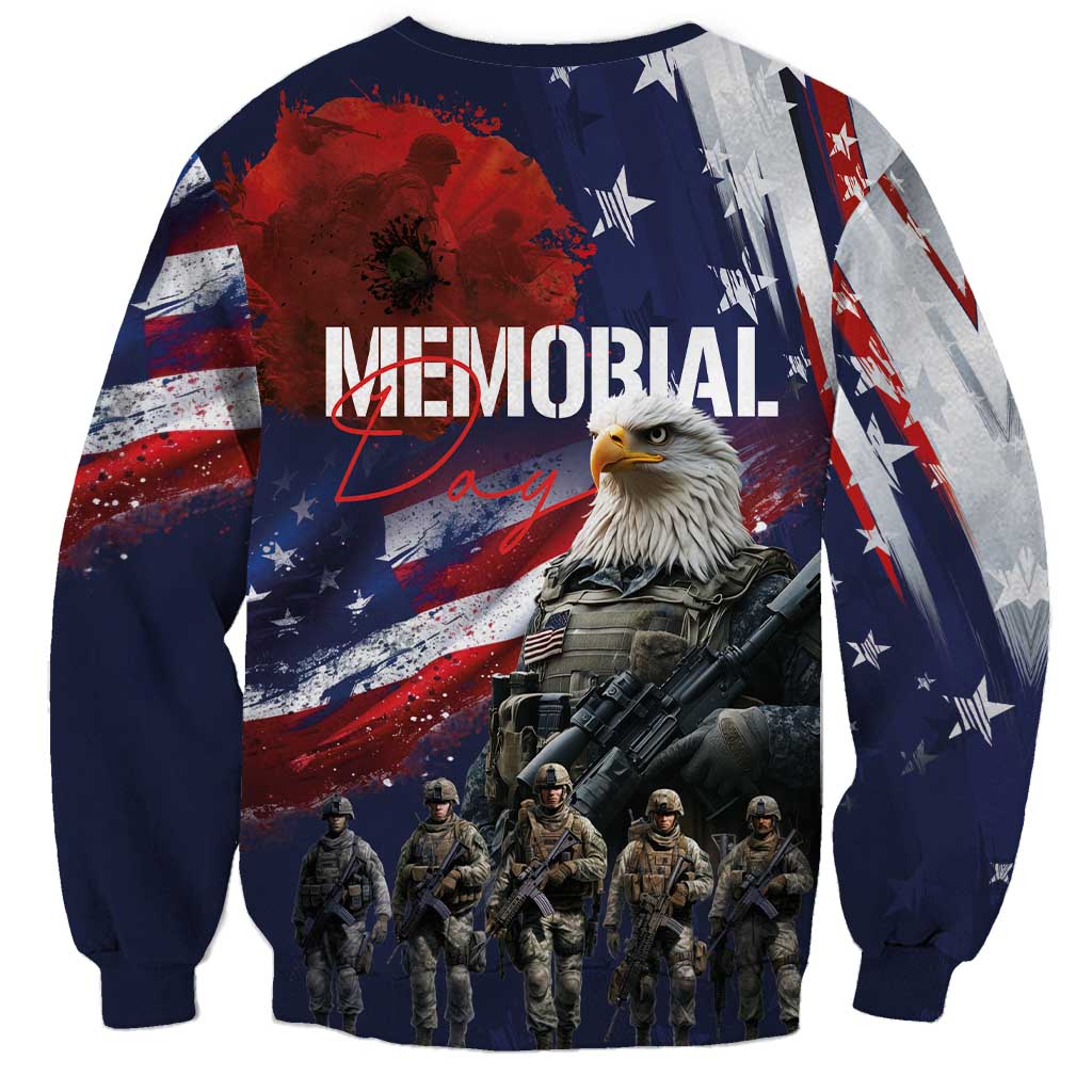 United States Memorial Day Sweatshirt Bald Eagle US Soldier-Honor and Remember The Fallen