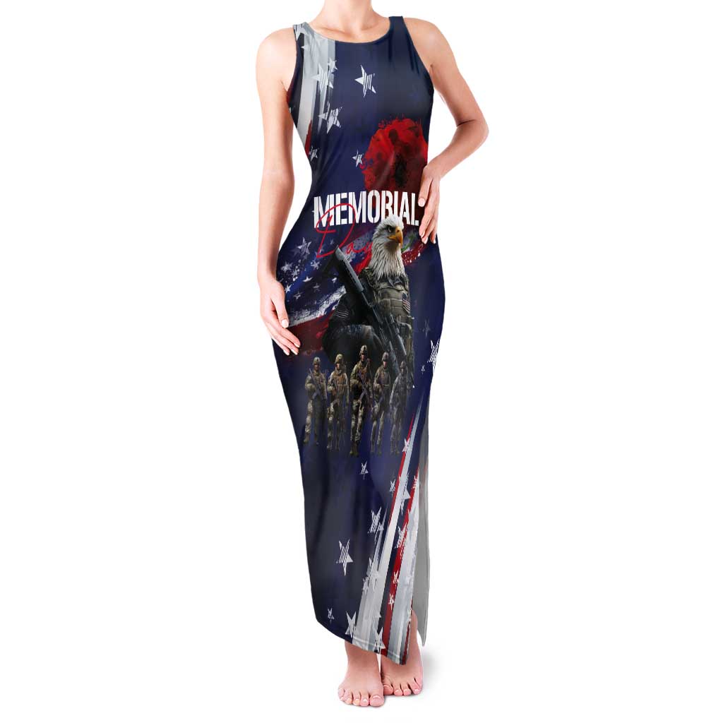 United States Memorial Day Tank Maxi Dress Bald Eagle US Soldier-Honor and Remember The Fallen
