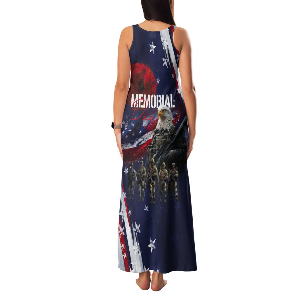 United States Memorial Day Tank Maxi Dress Bald Eagle US Soldier-Honor and Remember The Fallen