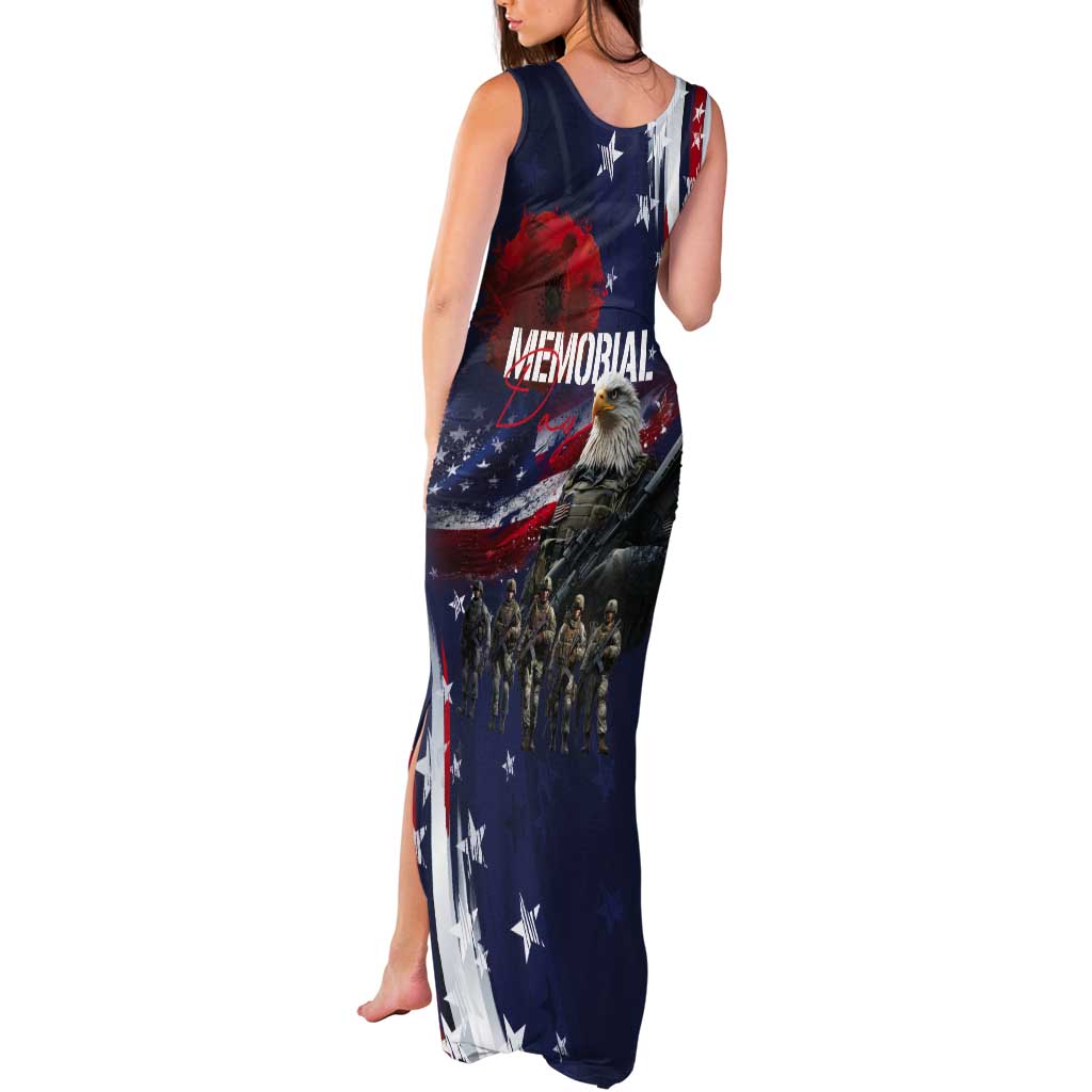 United States Memorial Day Tank Maxi Dress Bald Eagle US Soldier-Honor and Remember The Fallen