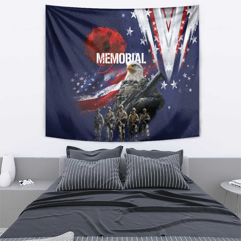 United States Memorial Day Tapestry Bald Eagle US Soldier-Honor and Remember The Fallen