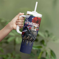 United States Memorial Day Tumbler With Handle Bald Eagle and US Soldier-Honor and Remember The Fallen