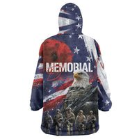 United States Memorial Day Wearable Blanket Hoodie Bald Eagle US Soldier-Honor and Remember The Fallen