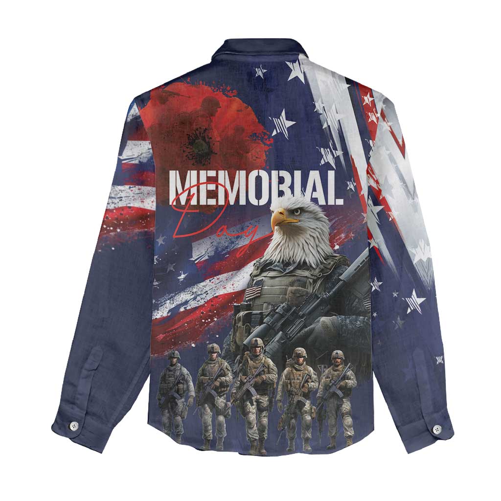United States Memorial Day Women Casual Shirt Bald Eagle US Soldier-Honor and Remember The Fallen
