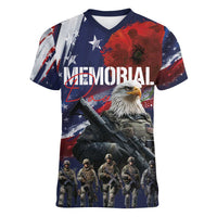 United States Memorial Day Women V-Neck T-Shirt Bald Eagle US Soldier-Honor and Remember The Fallen