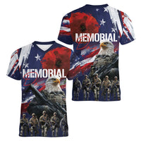 United States Memorial Day Women V-Neck T-Shirt Bald Eagle US Soldier-Honor and Remember The Fallen
