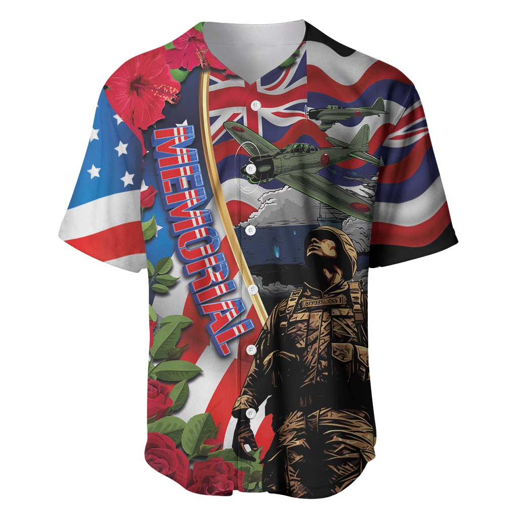 Hawaii and United States Memorial Day Baseball Jersey Honor and Remember The Fallen