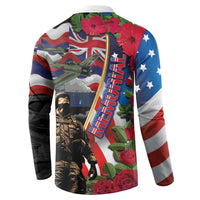 Hawaii and United States Memorial Day Button Sweatshirt Honor and Remember The Fallen