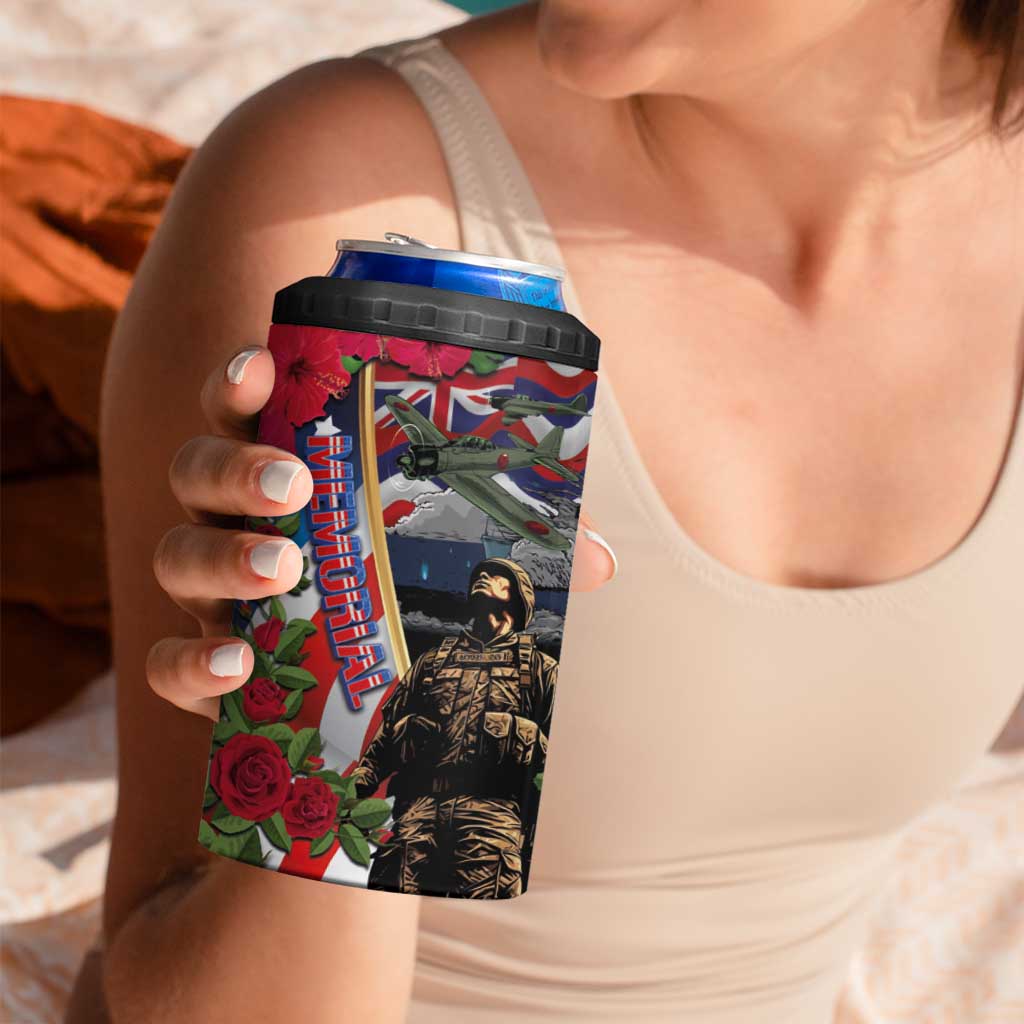 Hawaii and United States Memorial Day 4 in 1 Can Cooler Tumbler -Honor and Remember The Fallen