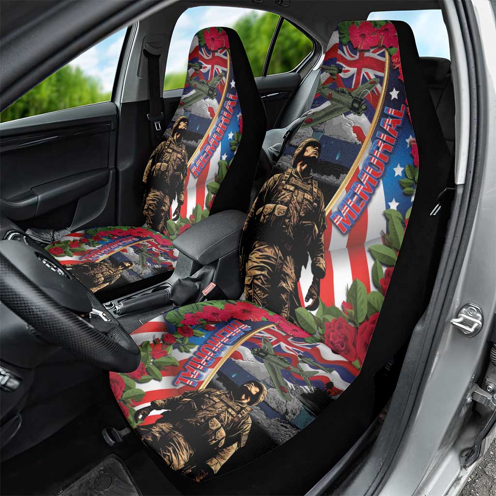 Hawaii and United States Memorial Day Car Seat Cover Honor and Remember The Fallen