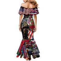 Hawaii and United States Memorial Day Family Matching Mermaid Dress and Hawaiian Shirt Honor and Remember The Fallen